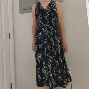 Ralph Lauren Navy Floral Midi Dress
